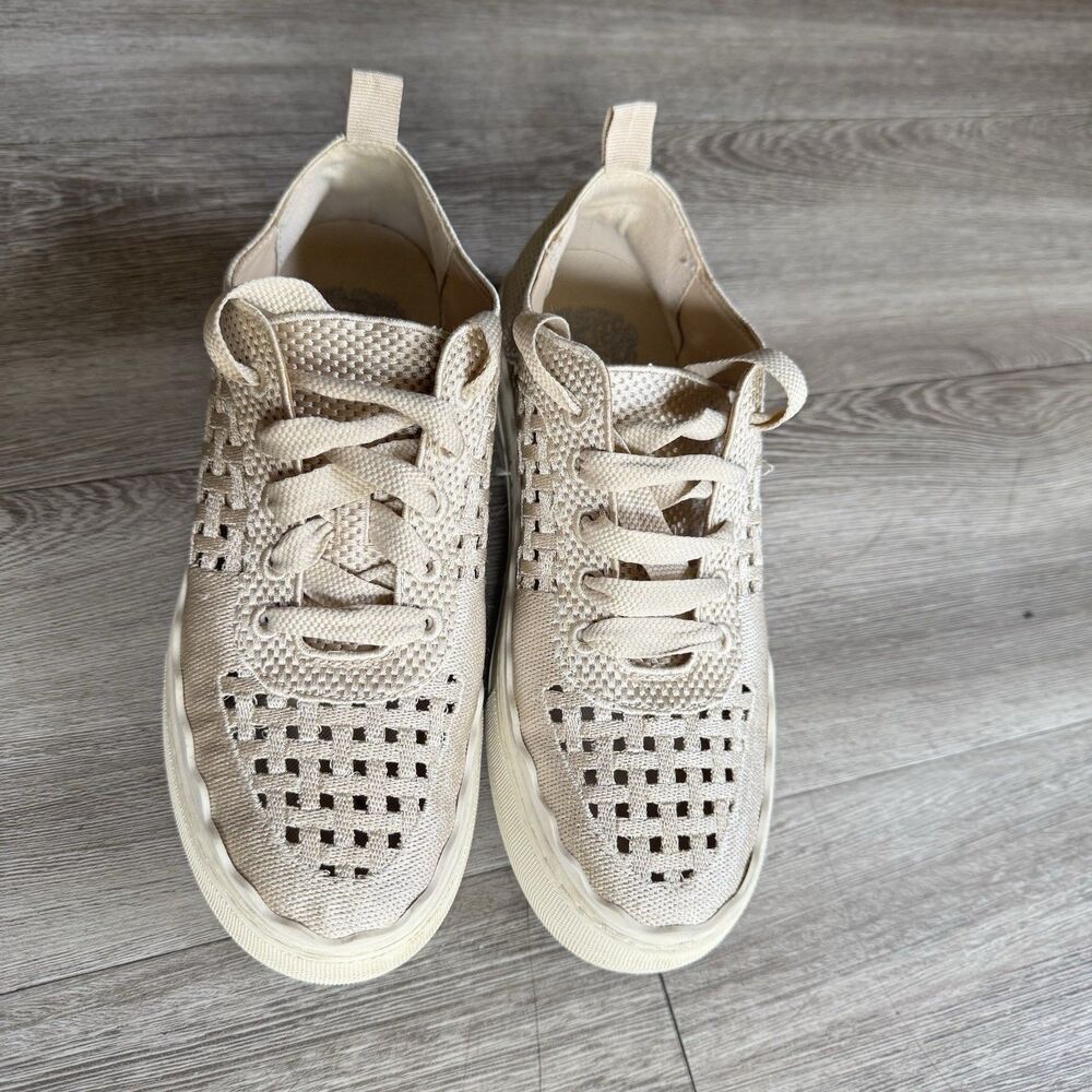 Vince Camuto Jamminna Sneakers Women's Size 6M Summer Knit Golden Platform Bone